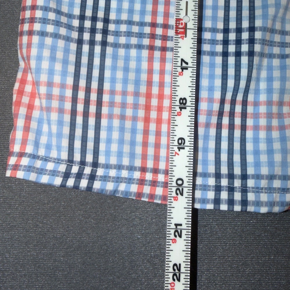 Columbia PFG Boys 14/16 Plaid Short Sleeve Fishing Shirt Orange Blue Omni-Shade‎ - Picture 5 of 10